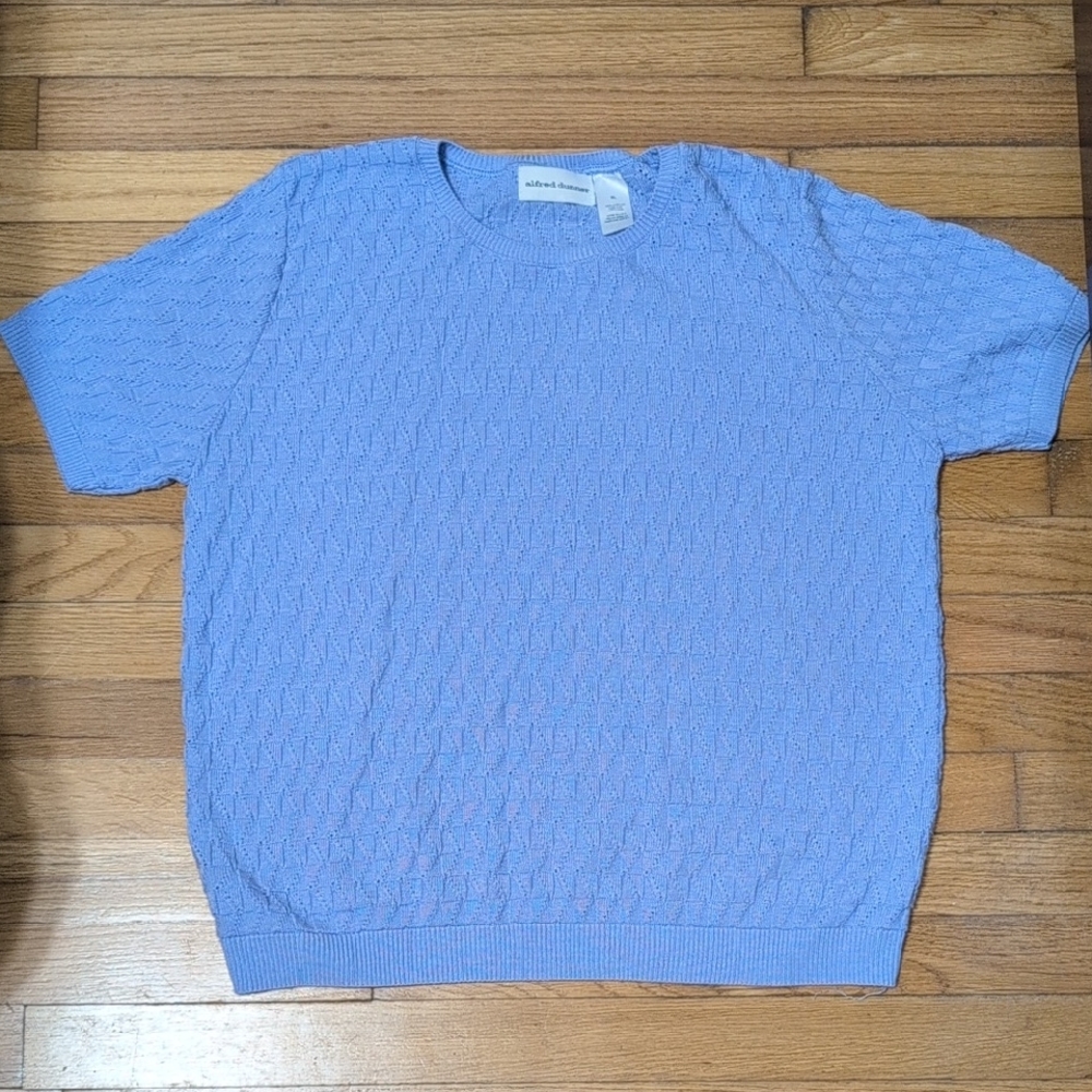 Alfred Dunner Light Blue Textured Knit Top